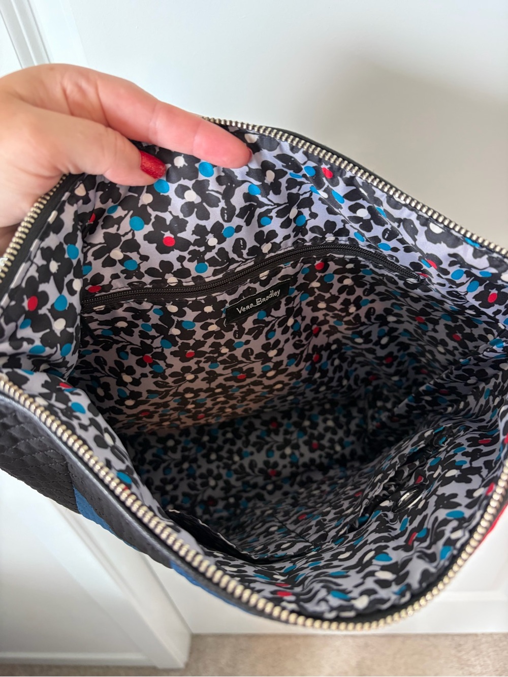 NWOT Vera Bradley Carson Hobo Bag Winter Patchwork Crossbody Purse Quilted Black - Picture 10 of 15
